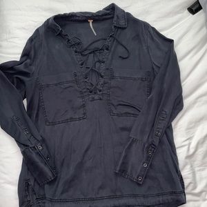Free people long sleeve lace up top